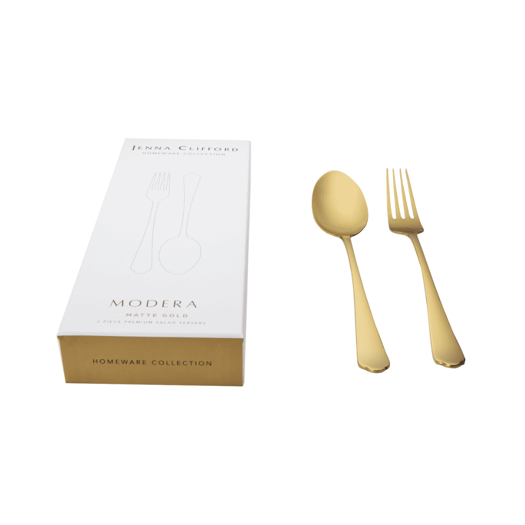 Jenna Clifford Modera 2-Piece Salad Server Set Matte Gold JC-7408