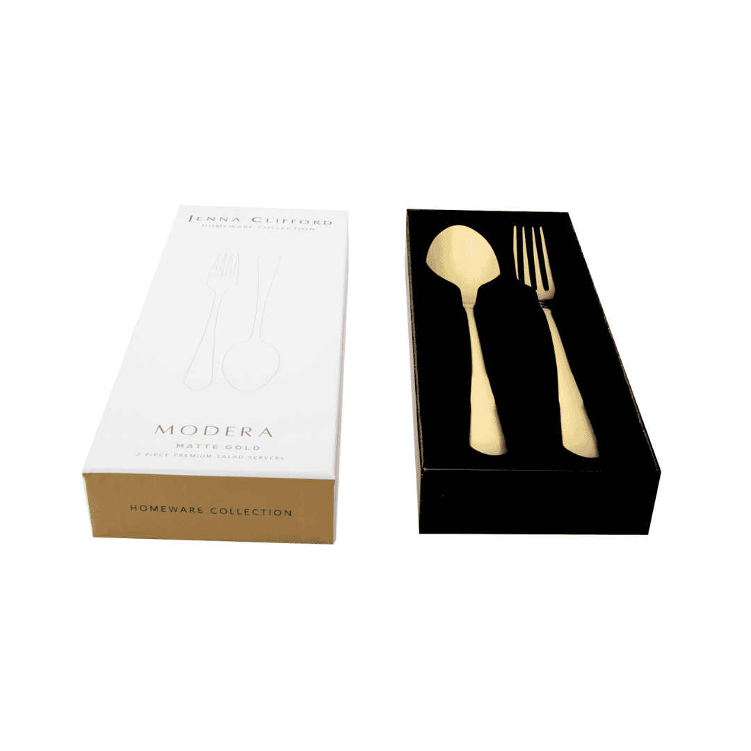 Jenna Clifford Modera 2-Piece Salad Server Set Matte Gold JC-7408