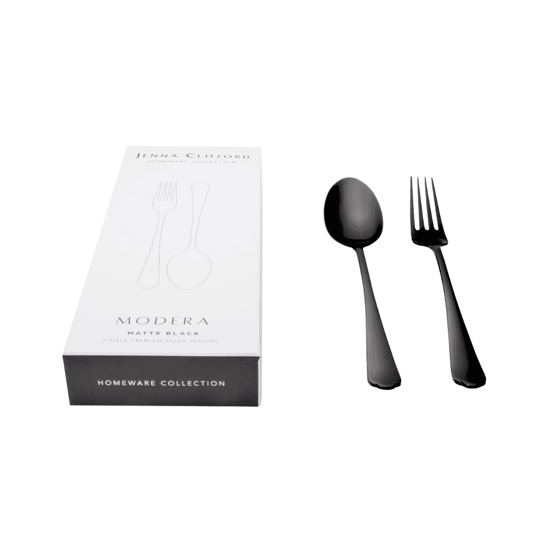 Jenna Clifford Modera 2-Piece Salad Server Set Matte Black JC-7411
