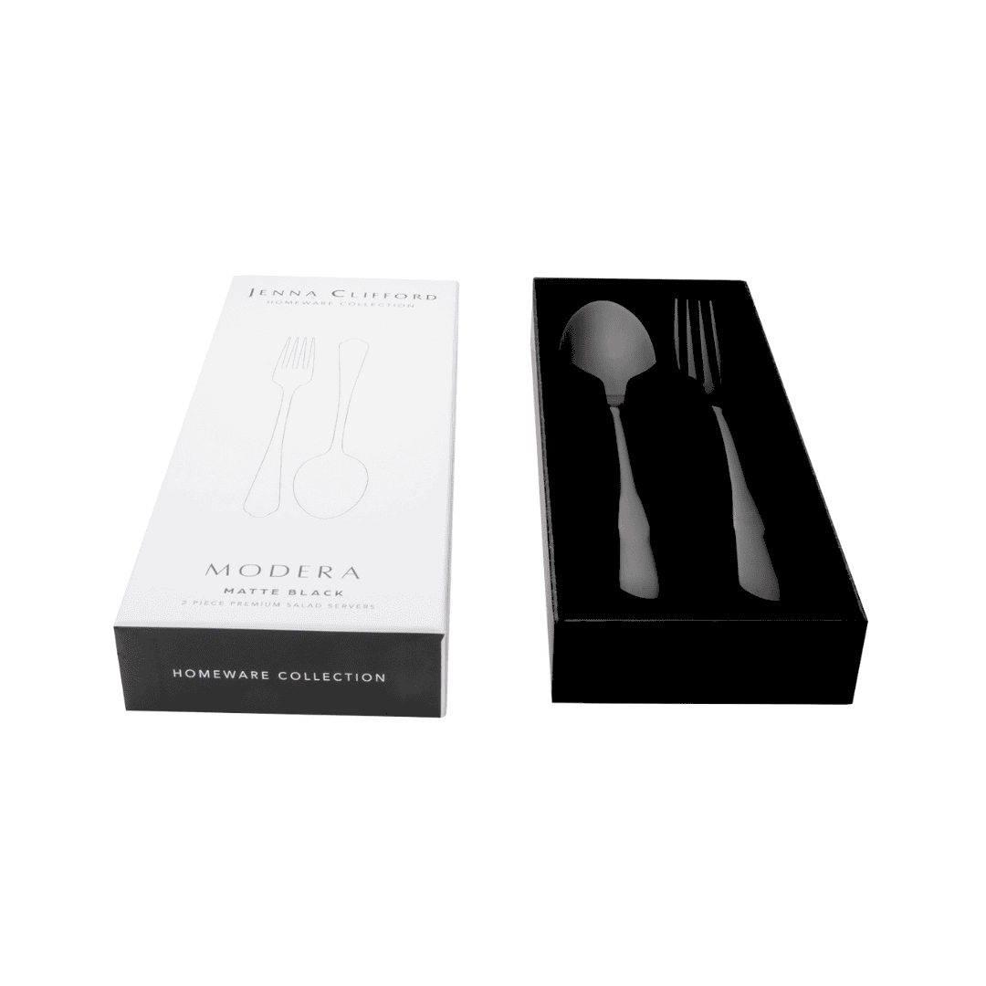Jenna Clifford Modera 2-Piece Salad Server Set Matte Black JC-7411