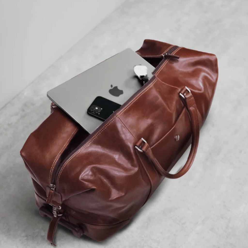 Jekyll and Hide Oxford Leather Trolley Duffle-Mocha 3690.