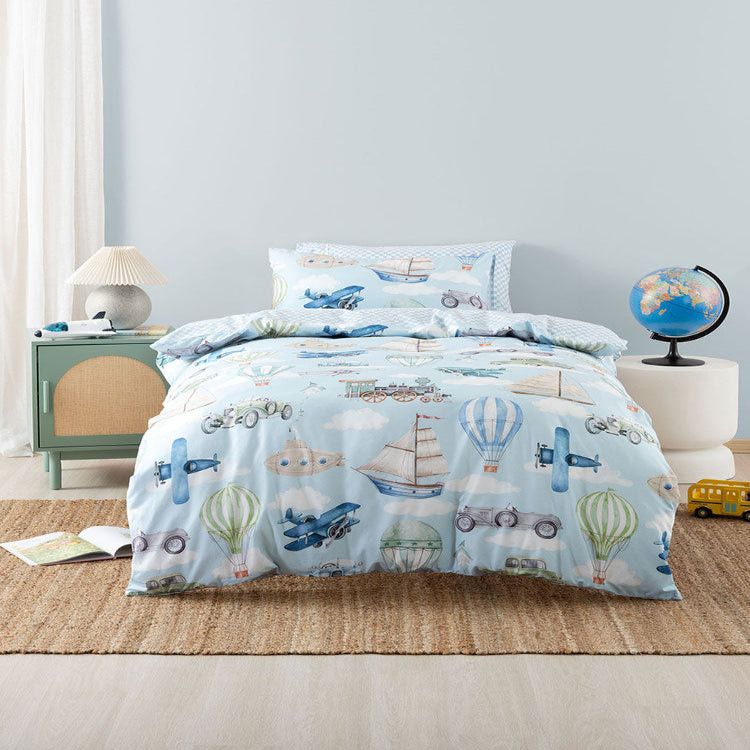 Linen House Jetset Journey Blue Duvet Cover Set.