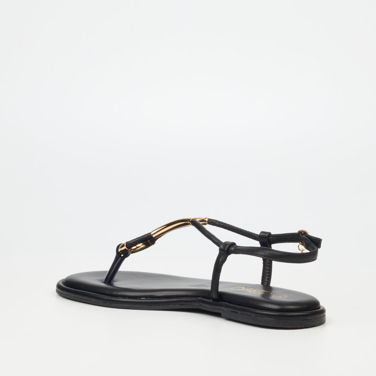 Miss Black Kali 3 Faux Leather Flat Sandals – Black