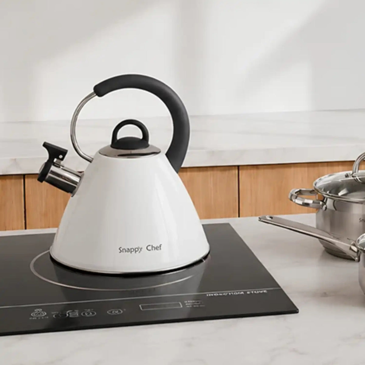 Snappy Chef 1.8L White Whistling Kettle KEBE002