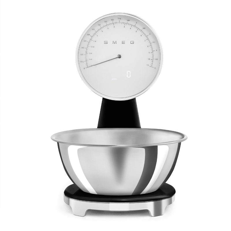 Smeg 50's Style Analog And Digital Kitchen Scale Black Glossy KSF01BLWW