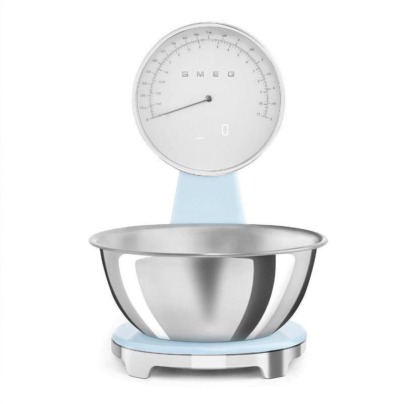 Smeg 50's Style Analog And Digital Kitchen Scale Pastel Blue Glossy KSF01PBWW