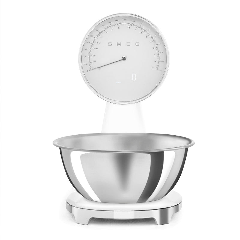 Smeg 50's Style Analog And Digital Kitchen Scale White Glossy KSF01WHWW