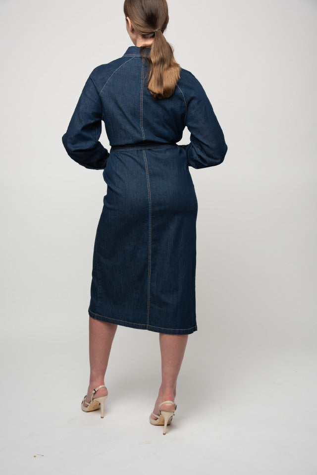 Polo Women Lynn Long Sleeve Denim Dress Dark Wash
