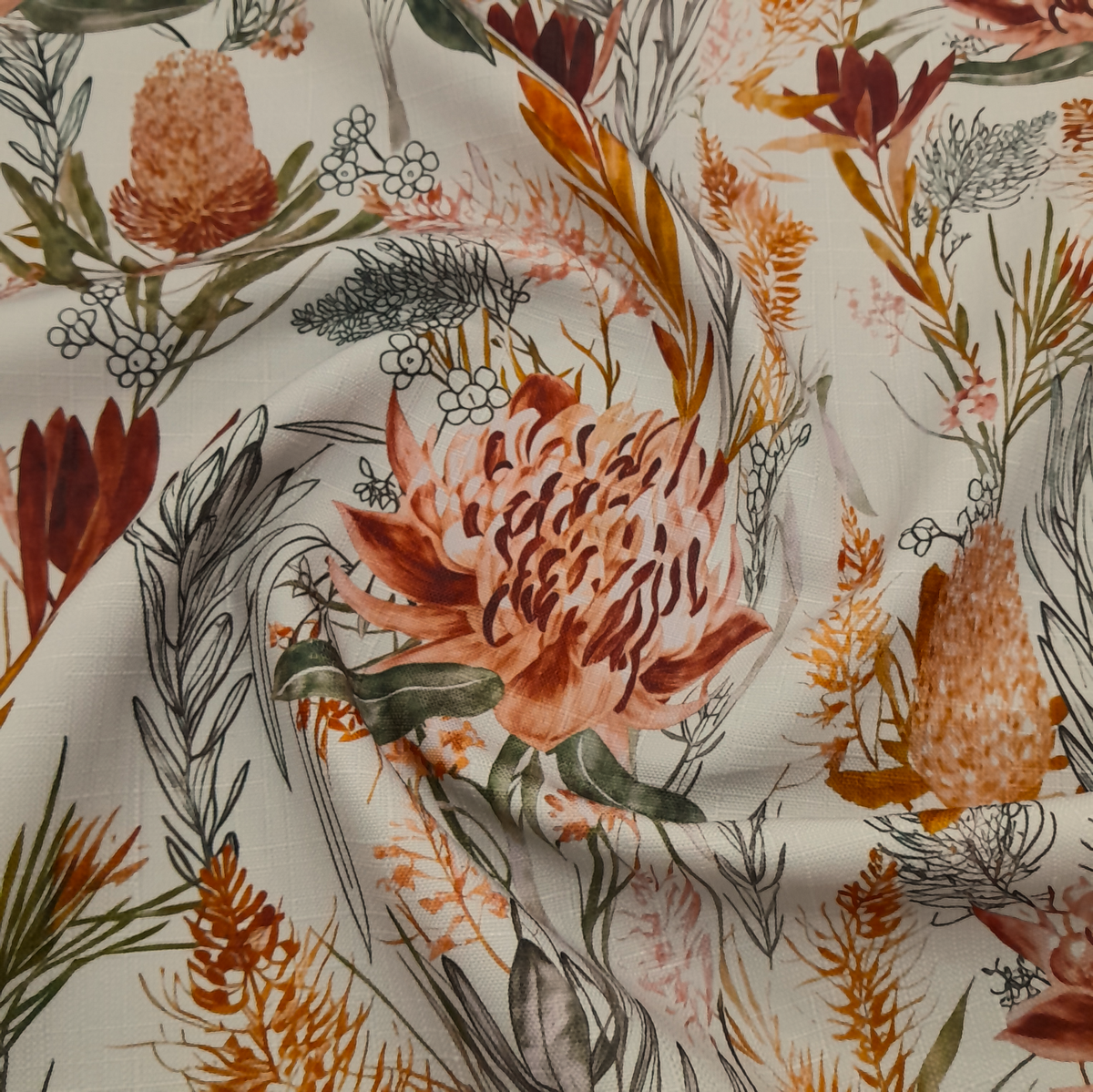Fabric Printed Upholstery Floral Banksia Carlington 140 cm