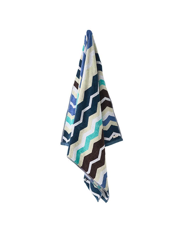 Linen House  Chevron Blue Beach Towel 95 x 175cm 480 GSM