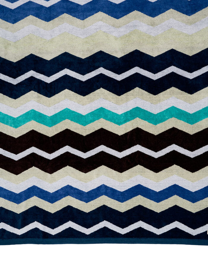 Linen House Beach Towel Chevron Blue 95 x 175cm 480 GSM