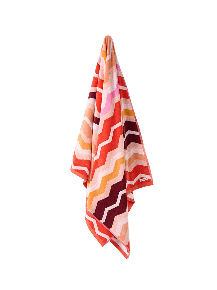 Linen House Beach Towel Chevron Coral 95 x 175cm 480 GSM