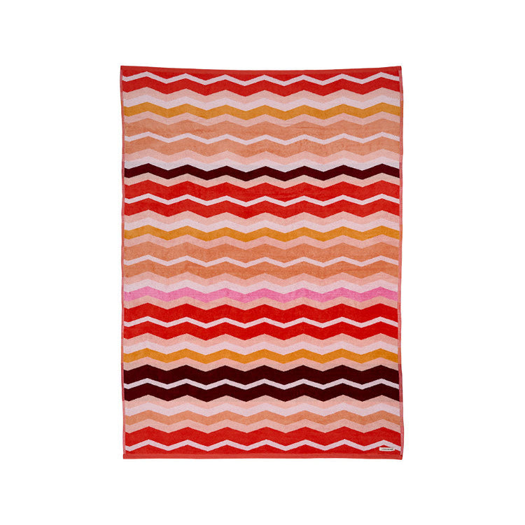 Linen House Beach Towel Chevron Coral 95 x 175cm 480 GSM