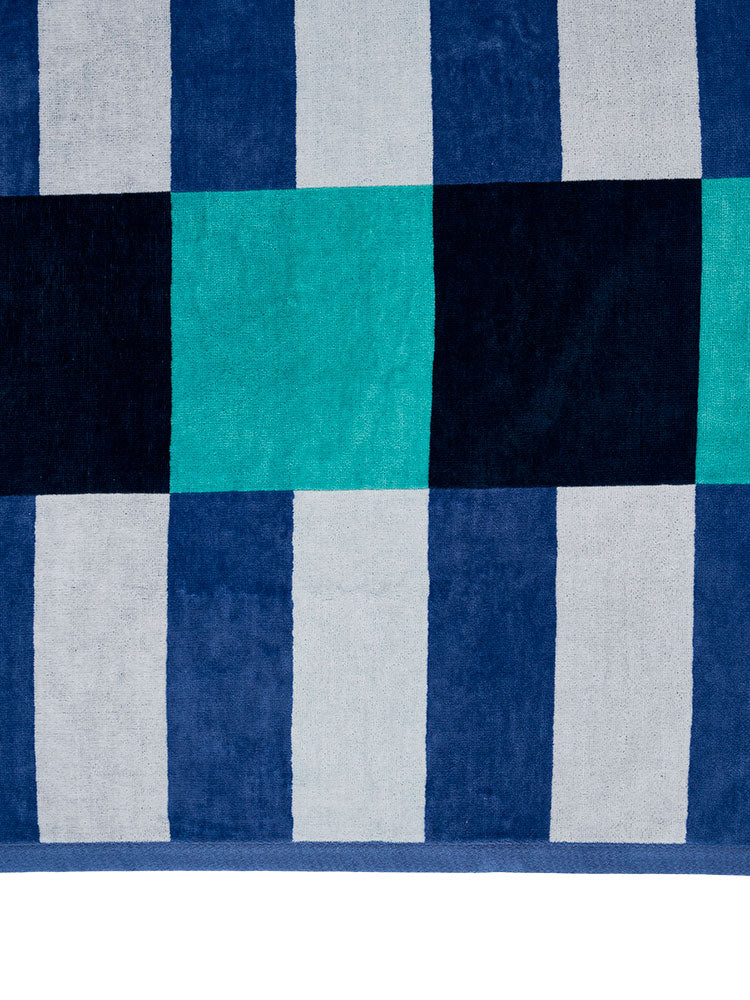 Linen House Beach Towel Square Blue 95 x 175cm 480 GSM