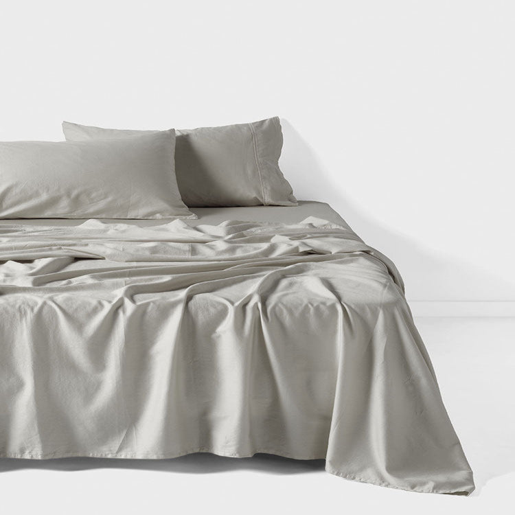 Linen House Fitted Sheet Surf Wash Light Silver