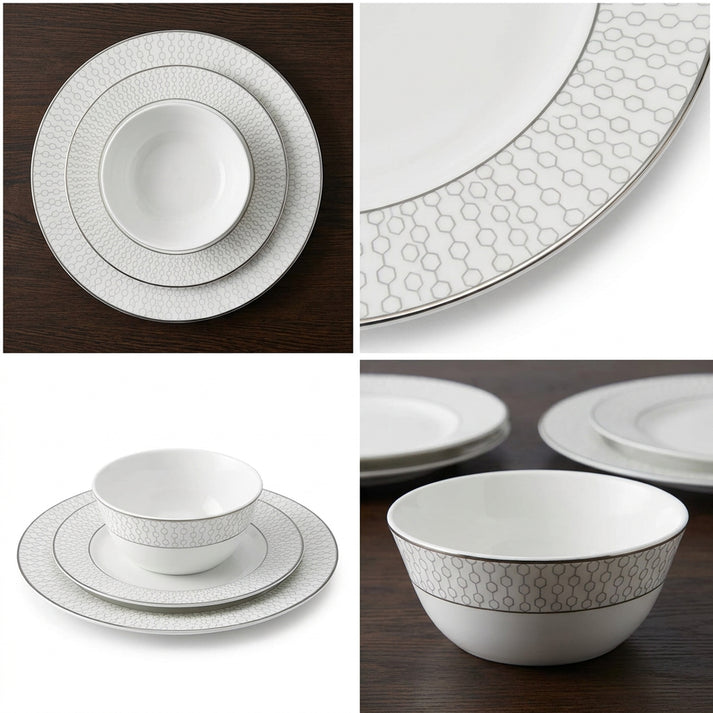 La Opala Velvet 12 Piece Dinner Set Stella White DLO16