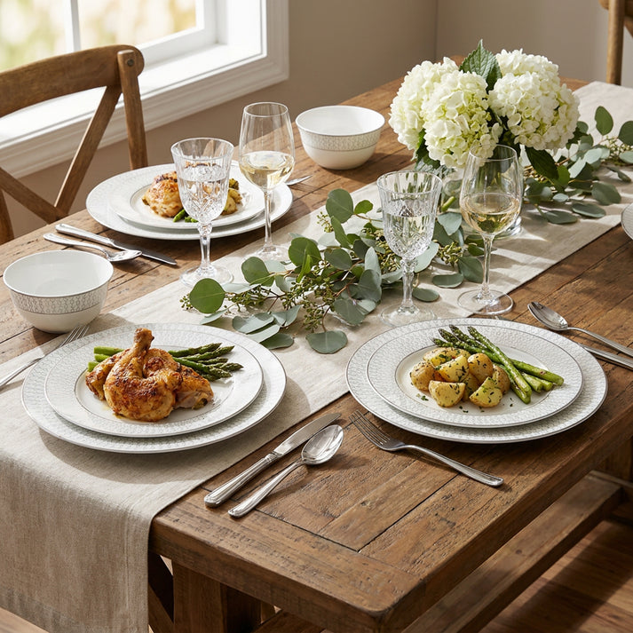 La Opala Velvet 12 Piece Dinner Set Stella White DLO16