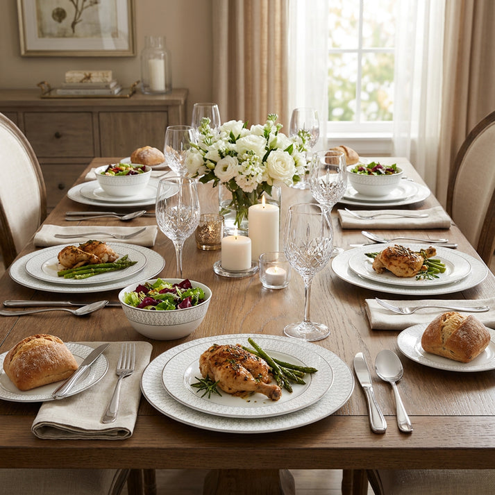 La Opala Velvet 12 Piece Dinner Set Stella White DLO16