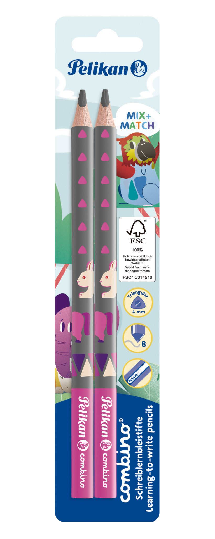 Pelikan Learning To Write Pencil Combino 2/B 2 Piece Blister Pink 811170