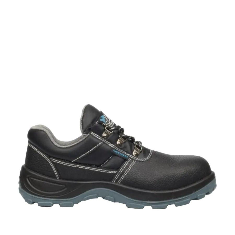 Grittgear Unisex Safety Shoe In Black Magnesite S1 Genuine Leather.