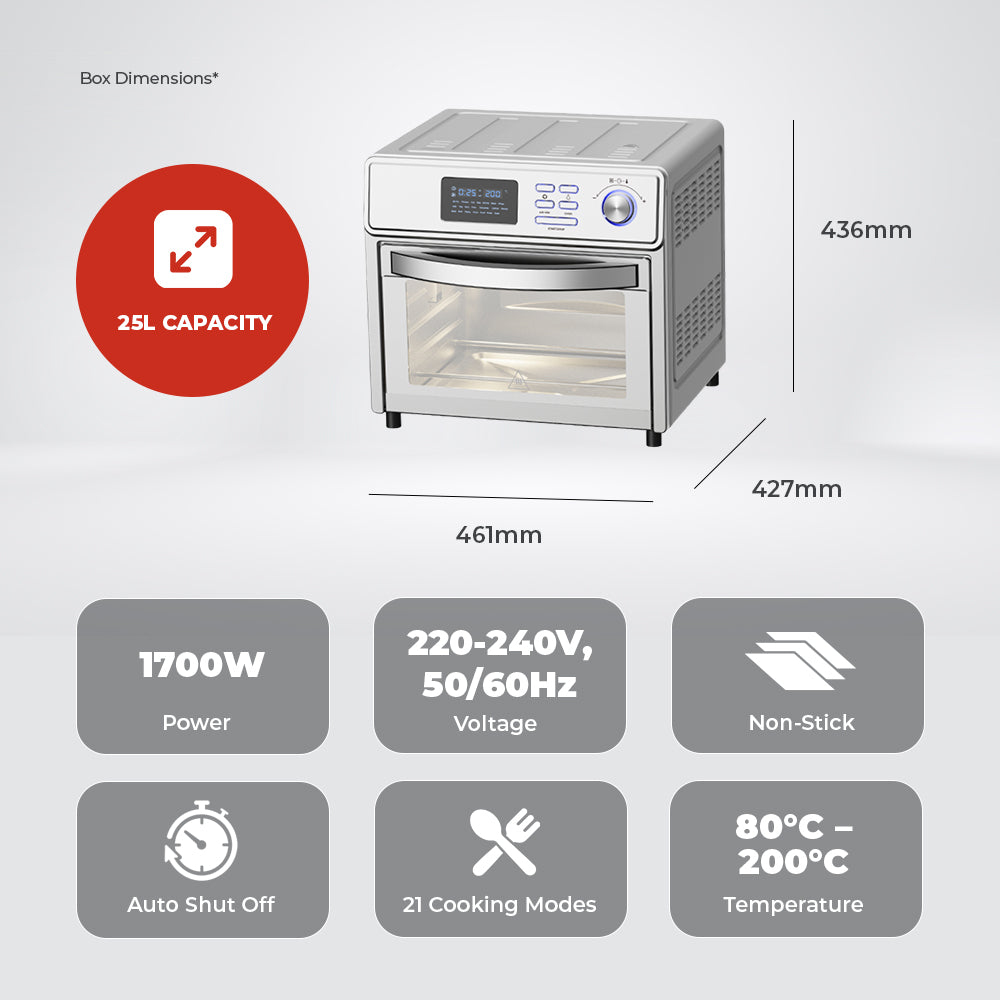 Milex 25L Air Fryer Oven With Rotisserie MAO002