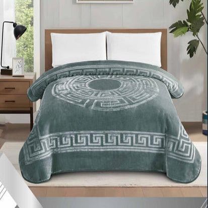 Simon Baker Athena Mink Blankets 1 PLY Silky Soft Embossed Queen Marine.