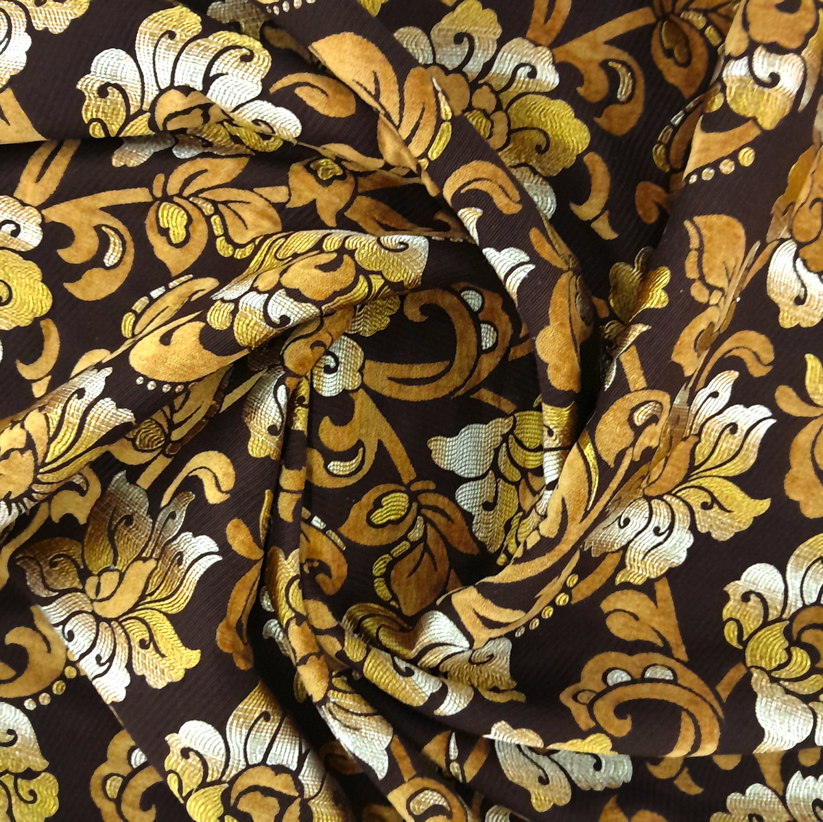 Fabric Upholstery Matrix Floral Gold 140 cm