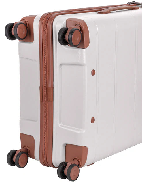 Cellini Monte Carlo Carry On 4 Wheel Trolley Case-White/Tan 8555512