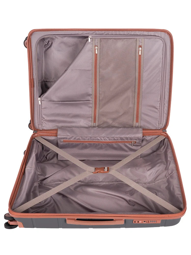Cellini Monte Carlo Carry On 4 Wheel Trolley Case-Black/Tan 8555552.