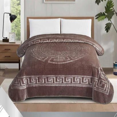 Simon Baker Athena Mink Blankets 1 PLY Silky Soft Embossed Queen Mocha.
