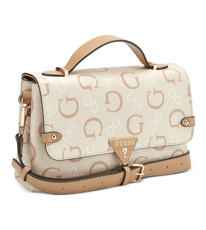 GUESS Caramel Multi Marlena Logo Cross Body Bag (8038639140953)