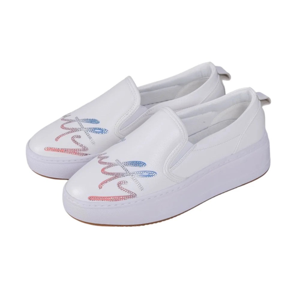 Cutty Men's ranby PU Rhinestone Sneakers-White CUGRANBY