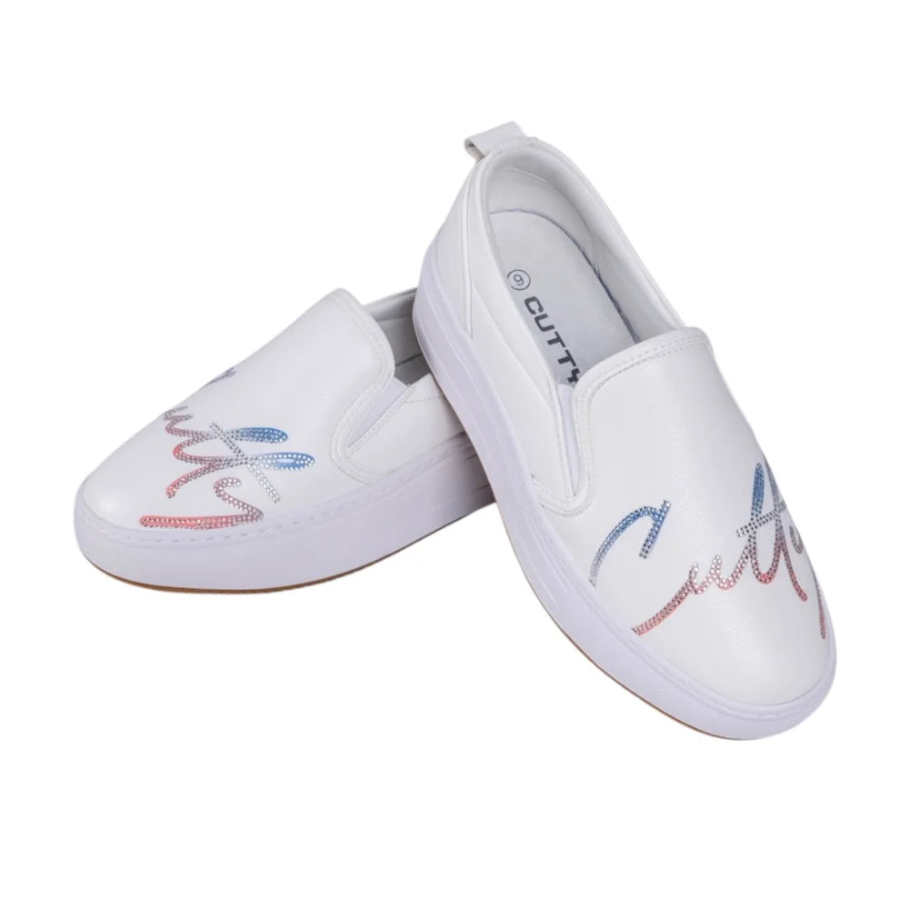 Cutty Men's ranby PU Rhinestone Sneakers-White CUGRANBY