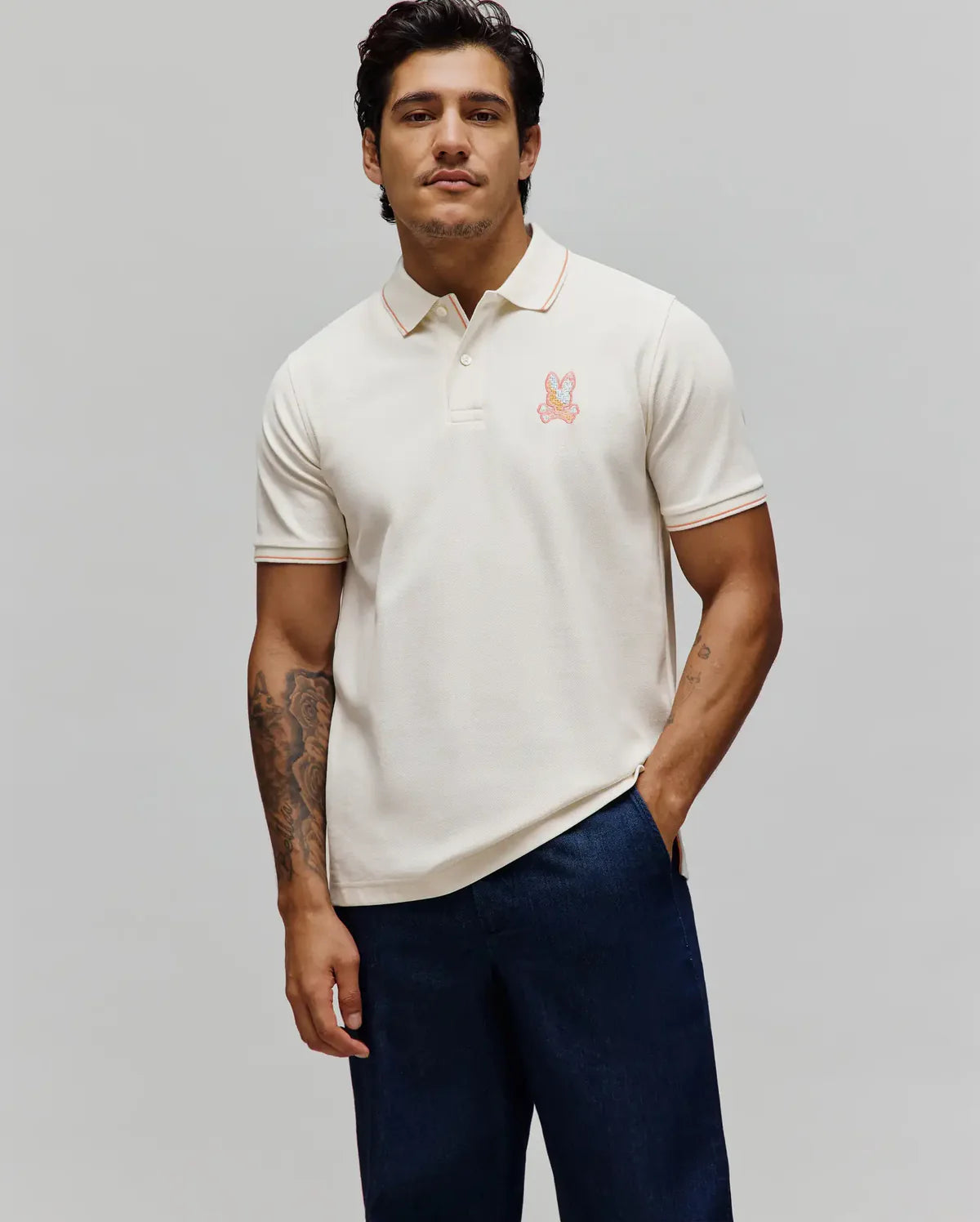 Psycho Bunny Mens Olivier Pique Polo-Pristine MT0100119