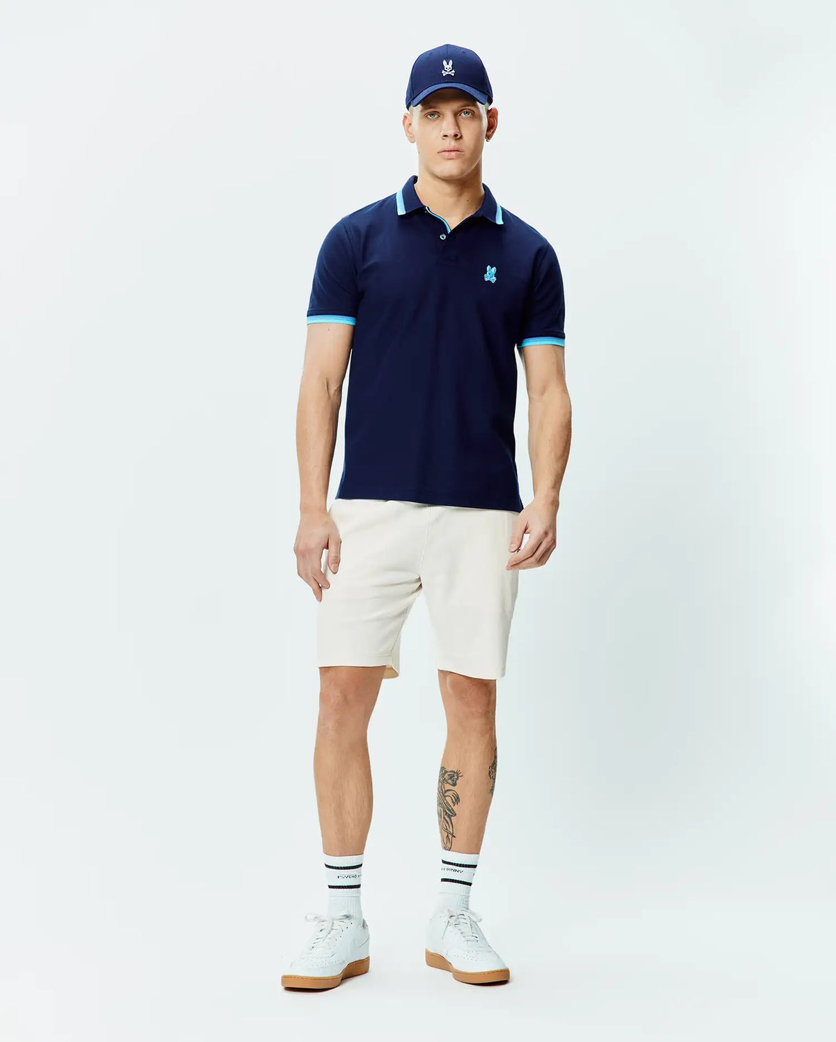 Psycho Bunny Mens Holden Pique Polo-Evening Blue MT0100184