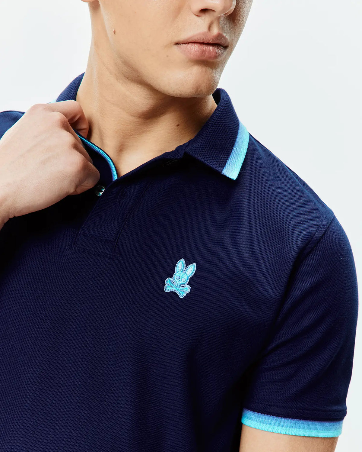 Psycho Bunny Mens Holden Pique Polo-Evening Blue MT0100184