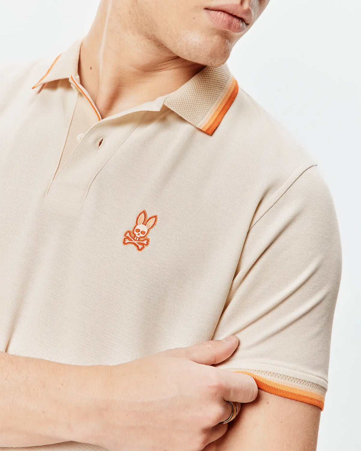 Psycho Bunny Mens Holden Pique Polo-Sandshell MT0100184
