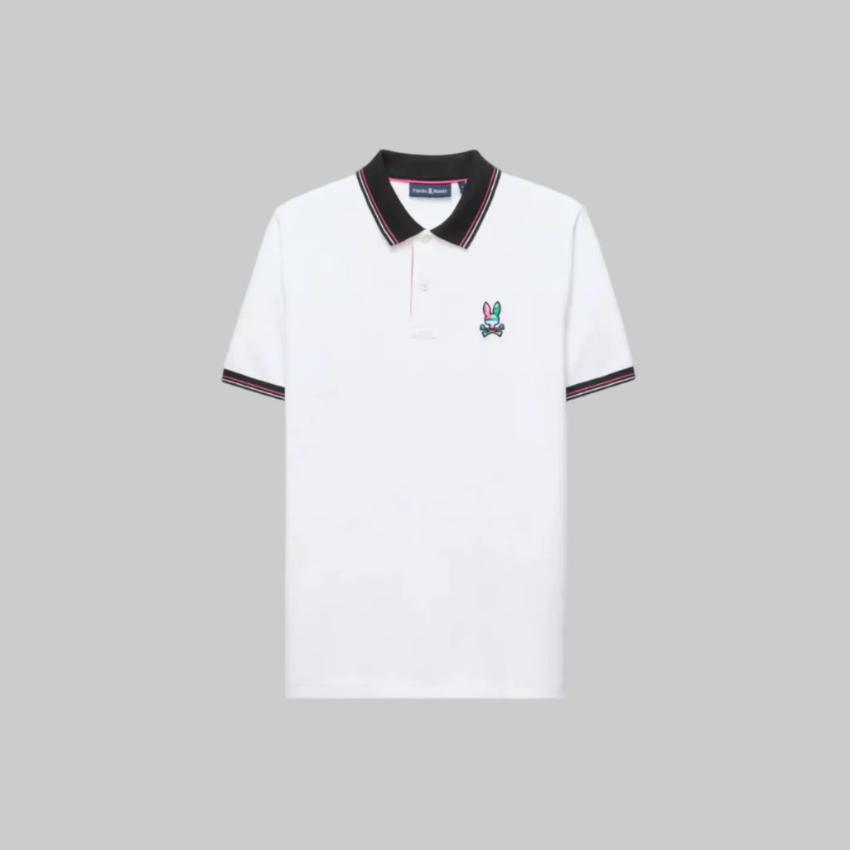 Psycho Bunny Mens Nate Pique Polo-White MT0100186