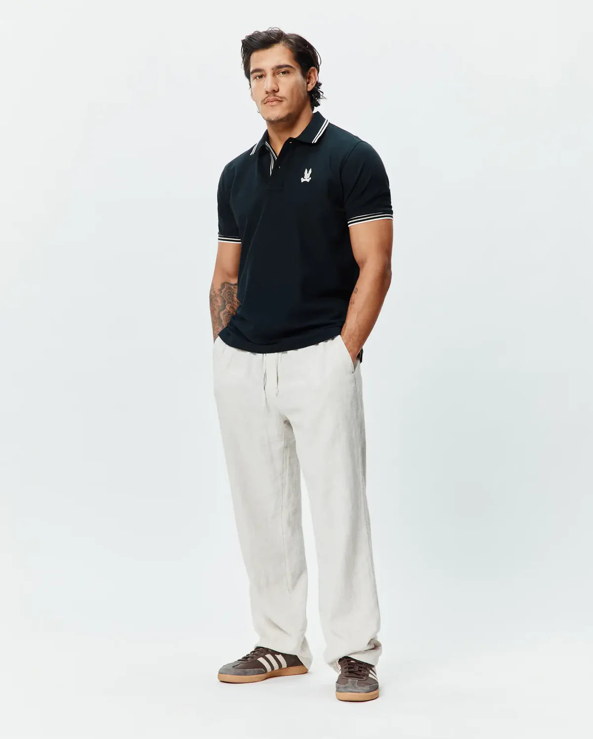 Psycho Bunny Mens Brad Pique Polo-Black MT0100193