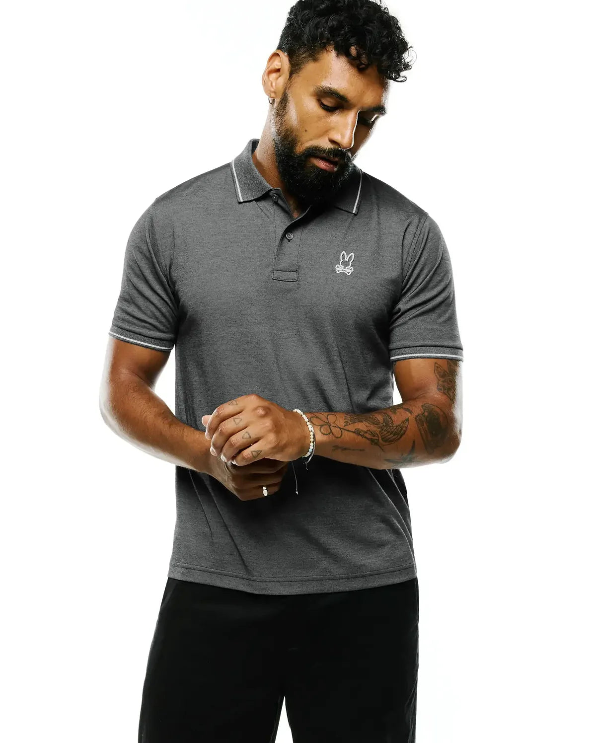 Psycho Bunny Men's Joji Performance Polo-Heather Storm MT0100241