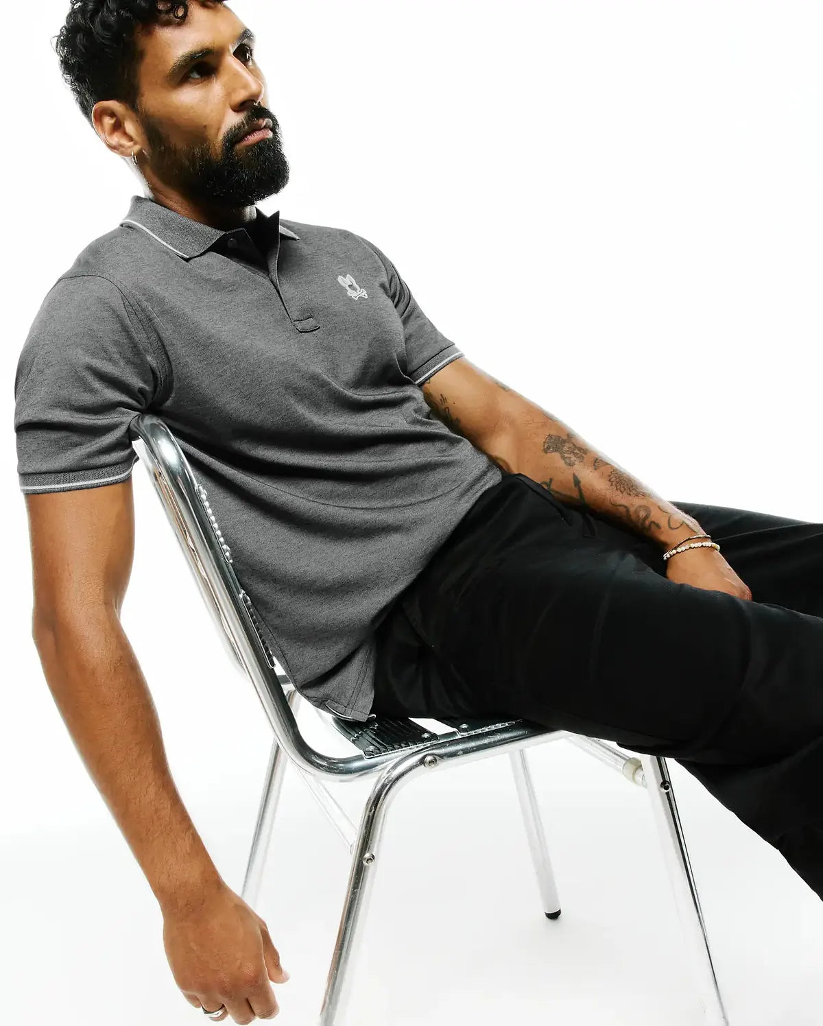 Psycho Bunny Men's Joji Performance Polo-Heather Storm MT0100241