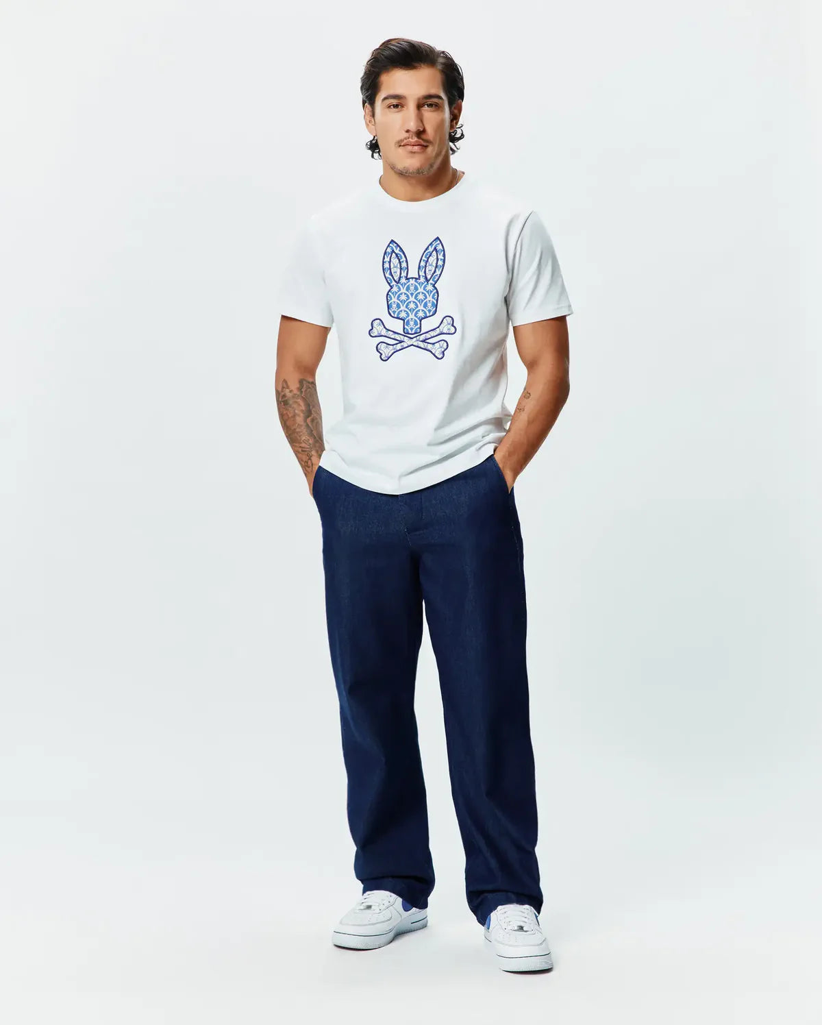 Psycho Bunny Mens Brad Graphic Tee-White MT0200274