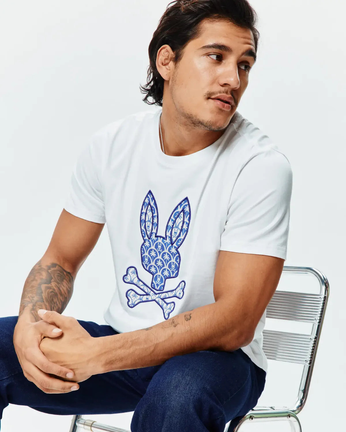 Psycho Bunny Mens Brad Graphic Tee-White MT0200274