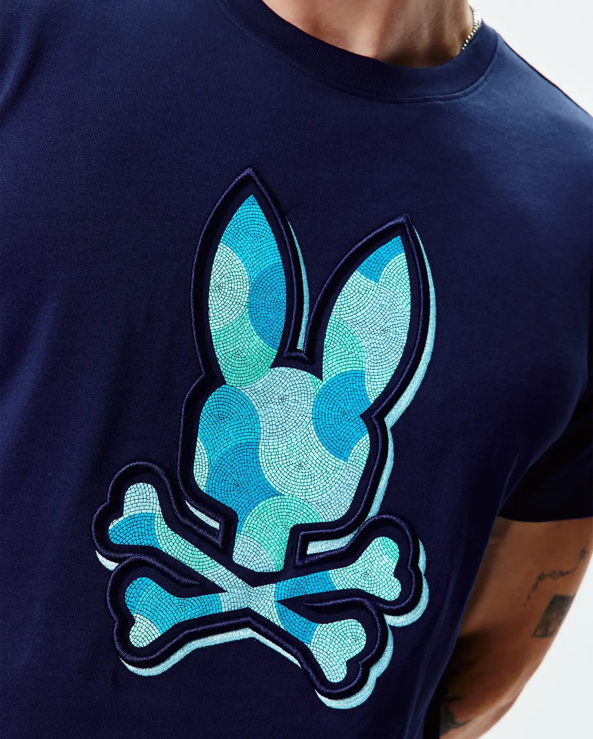 Psycho Bunny Mens Enthan Graphic Tee -Evening Blue MT0200290.