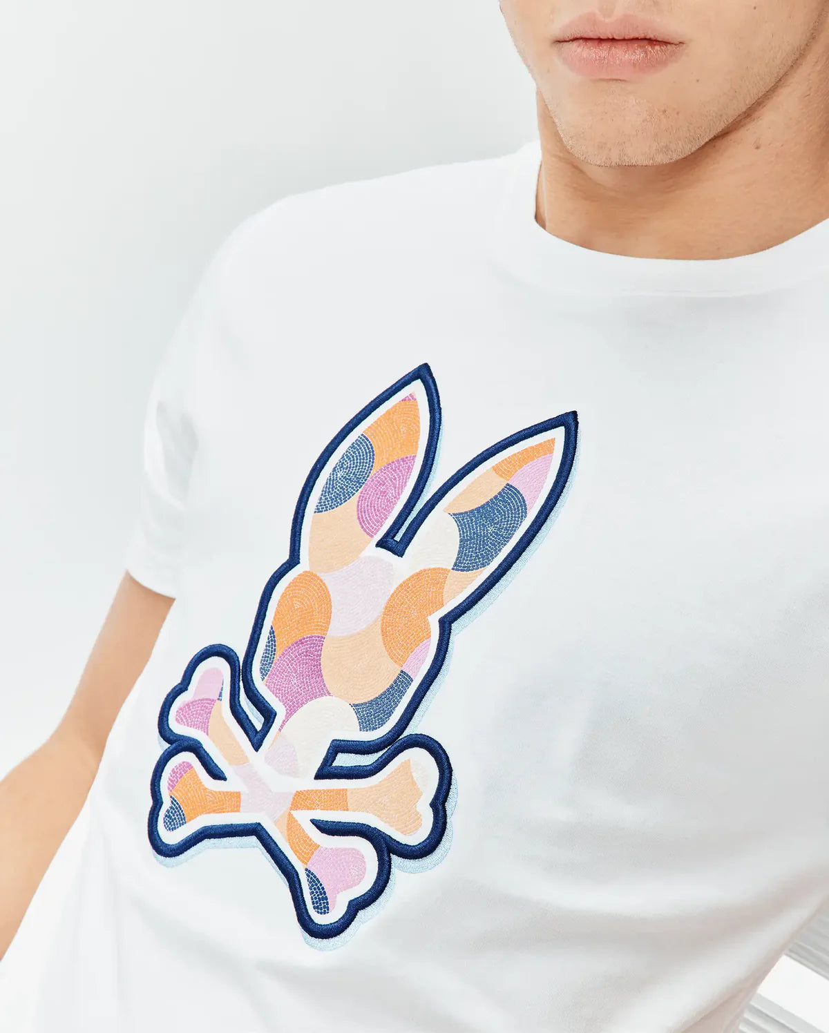 Psycho Bunny Mens Ethan Graphic Tee-White MT0200290.