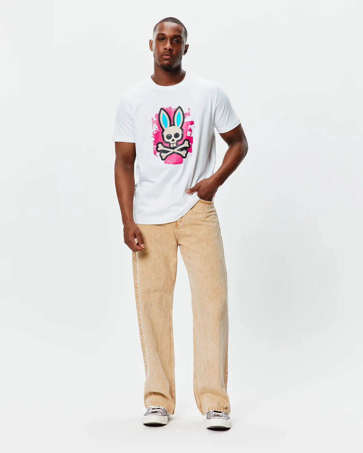Psycho Bunny Mens Marcus Graphic Tee-White MT0200306