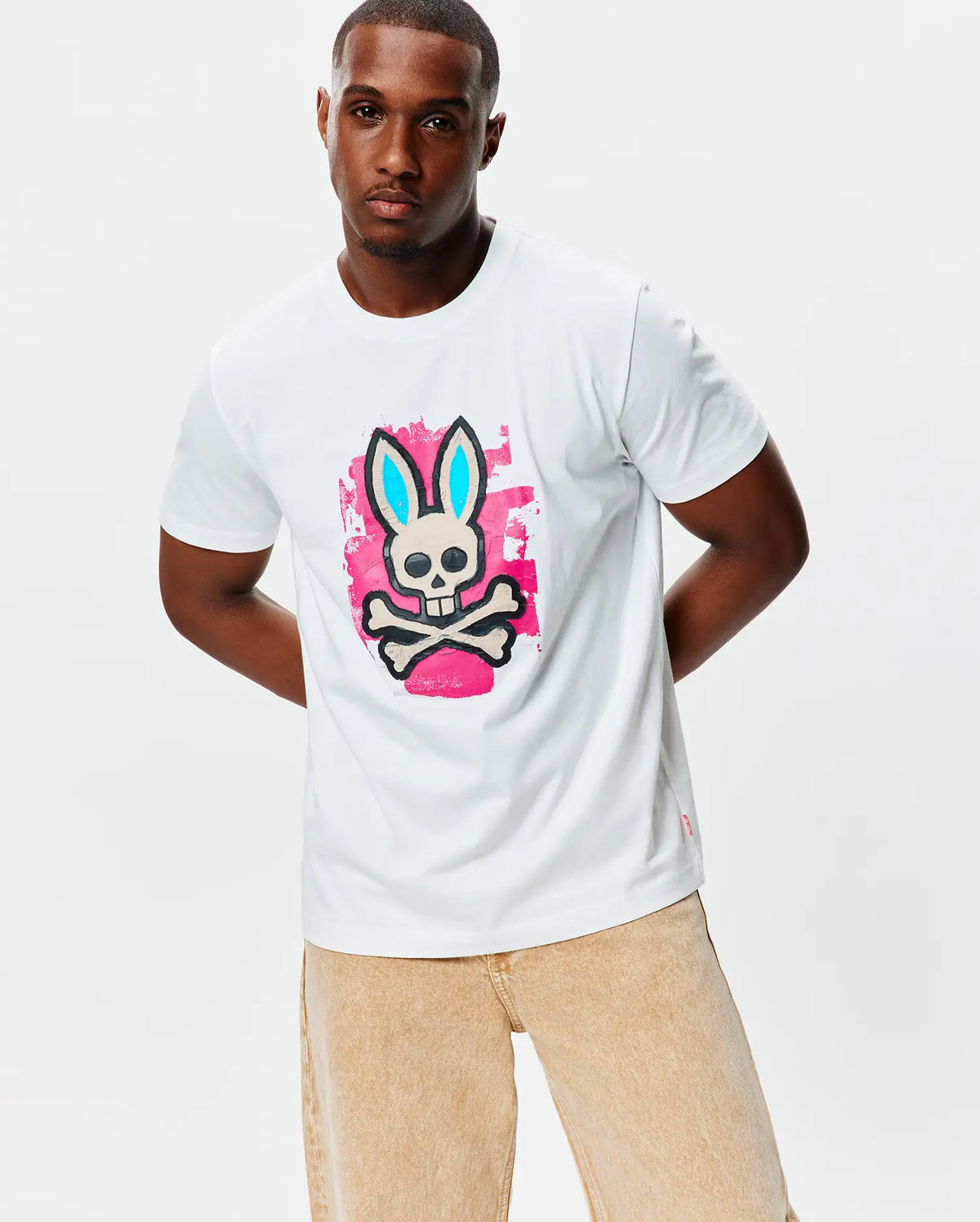 Psycho Bunny Mens Marcus Graphic Tee-White MT0200306