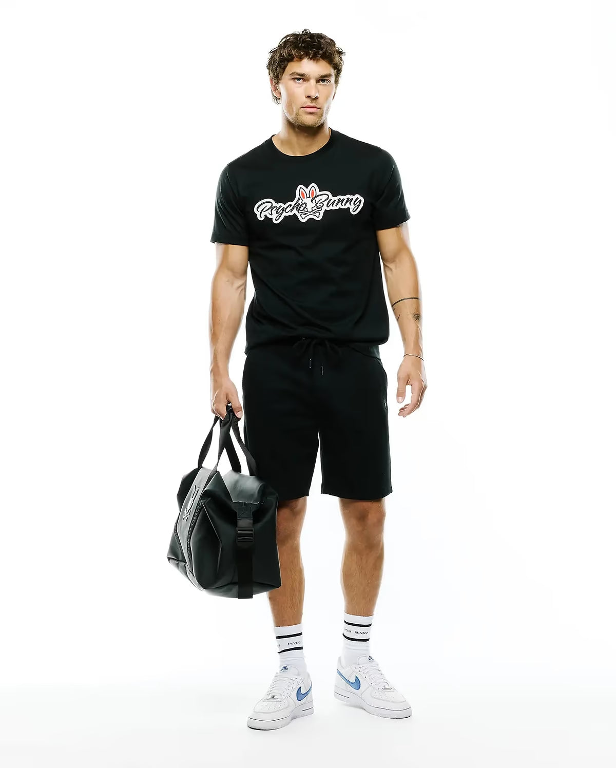 Psycho Bunny Mens Jaydon Pima Cotton Logo Tee-Black MT0200367