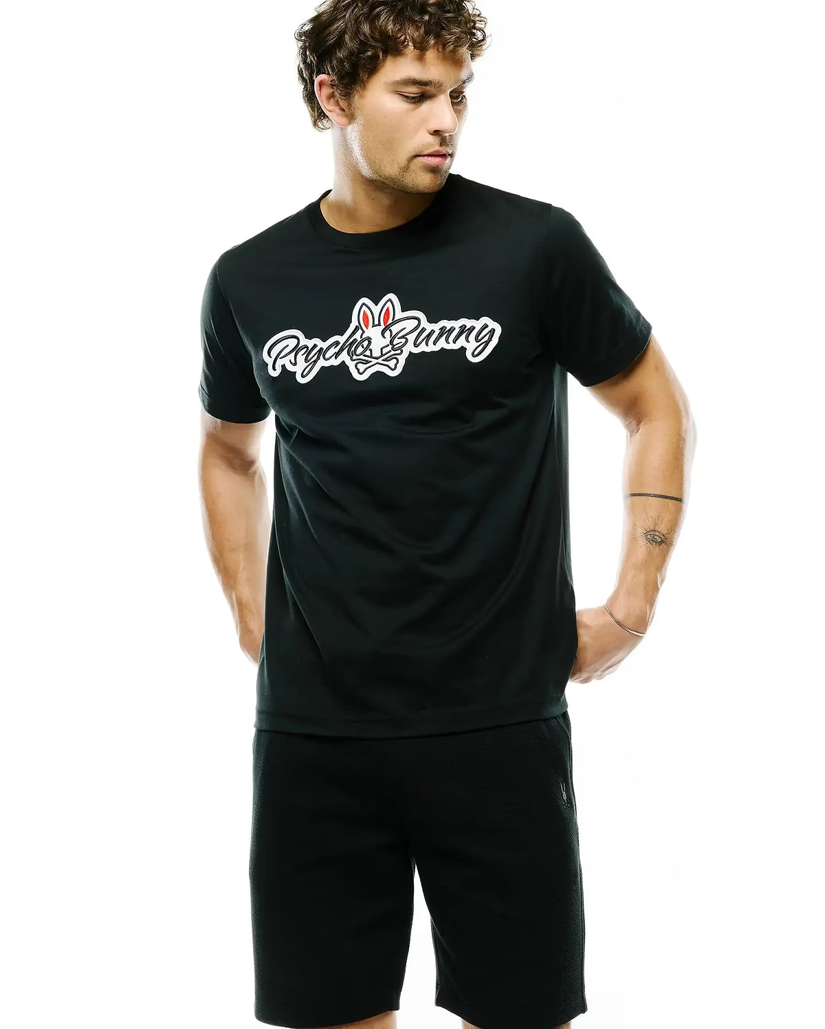 Psycho Bunny Mens Jaydon Pima Cotton Logo Tee-Black MT0200367