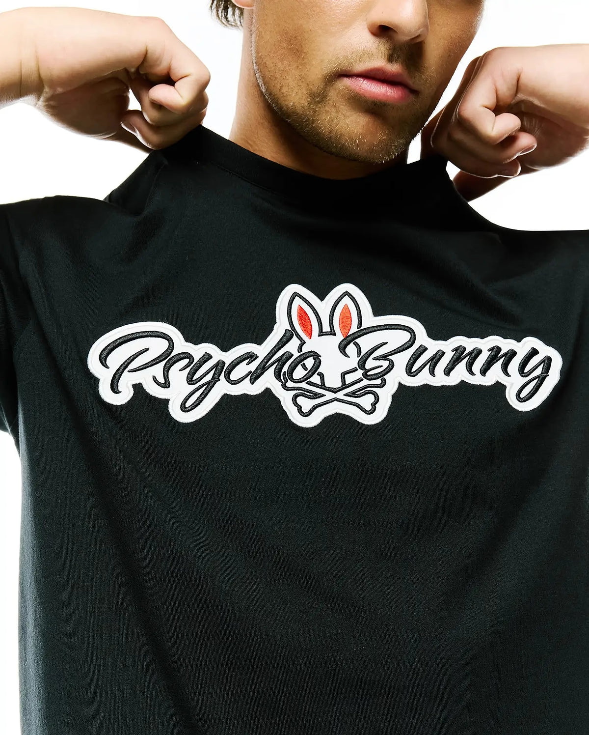 Psycho Bunny Mens Jaydon Pima Cotton Logo Tee-Black MT0200367